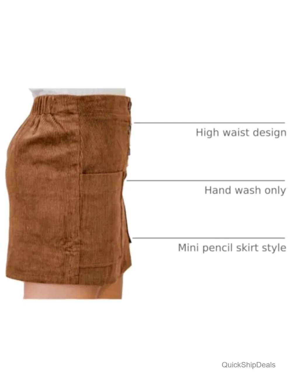 Women's High Waist Button Down A-Line Mini Skirt with Pockets